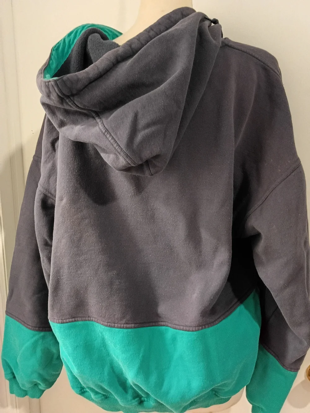 Vintage Eddie Bauer Colorblock Quarter Zip Hoodie Sweatshirt Mens Large Charcoal